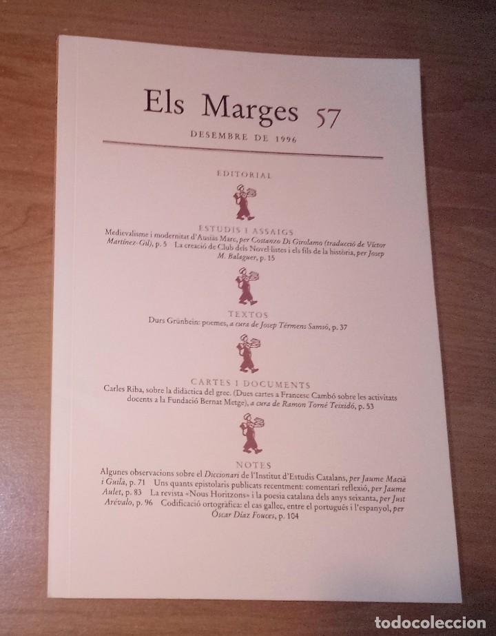 Collezionismo di Riviste e Giornali: ELS MARGES 57, 1996 (AUSI&Agrave;S MARC. EL CLUB DELS NOVEL&middot;LISTES. CARLES RIBA. EL DIEC)