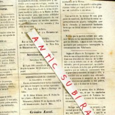 Coleccionismo de Revistas y Periódicos: DIARIO AÑO 1873 TERCERA GUERRA CARLISTA EN OLERDOLA CORTE DE COMUNICACIONES TELEGRAFO VILAFRANCA. Lote 310230293