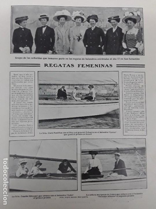Collezionismo di Riviste e Giornali: REGATAS FEMENINAS SAN SEBASTIAN ALFONSO XIII EXPLOSION BARAJAS SANCHEZ BUSTILLO NICOLAS SALMERON