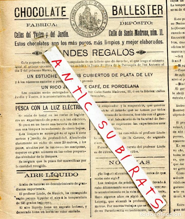 Coleccionismo de revistas y peri&oacute;dicos: DIARIO A&Ntilde;O 1897 PESCA CON LUZ ELECTRICA EL AIRE LIQUIDO PROFESOR LINDE DE MUNICH CORAL LA LIRA TREMP