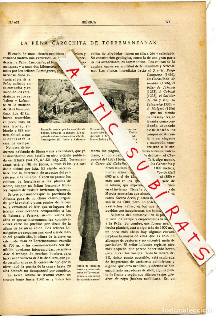 Coleccionismo de Revistas y Peri&oacute;dicos: IBERICA 633 A&Ntilde;O 1926 PE&Ntilde;A CAROCHITA DE TORREMANZANAS JIJONA BELDA LAMAIGNERE