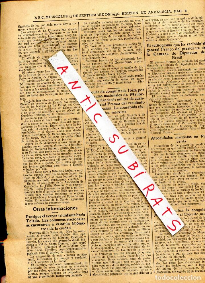 Coleccionismo de revistas y peri&oacute;dicos: PERIODICO 1936 GUERRA CIVIL CONQUISTA DE IBIZA HIDROELECTRICA DEL GENIL DEFENSA DE HUELVA CORDOBA