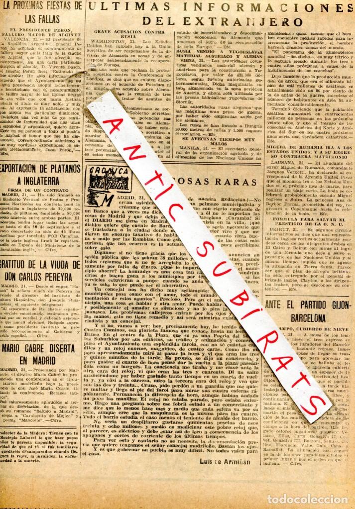 Coleccionismo de Revistas y Peri&oacute;dicos: DIARIO DE BARCELONA 22-02-1948 LUIS DE ARMI&Ntilde;AN DE RONDA JOSE PIN SOLER ESTELRICH ALMACELLES CARDONA
