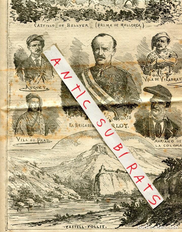 Collectionnisme de Revues et Journaux: PERIODICO A&Ntilde;O 1874 TERCERA GUERRA CARLISTA EN CASTELLFOLLIT DE LA ROCA