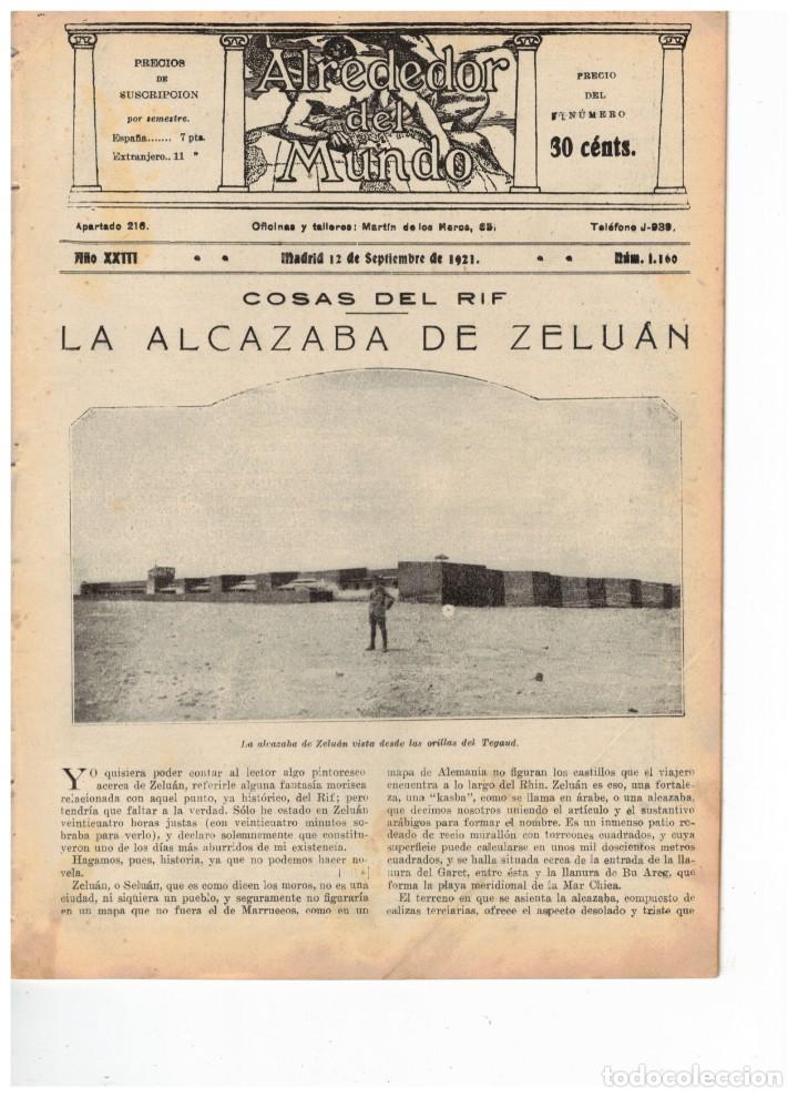 Coleccionismo de Revistas y Peri&oacute;dicos: ALREDEDOR DEL MUNDO. 12 SEPTIEMBRE 1921. LA ALCAZABA DE ZELU&Aacute;N. EL TEJADO NEUM&Aacute;TICO.