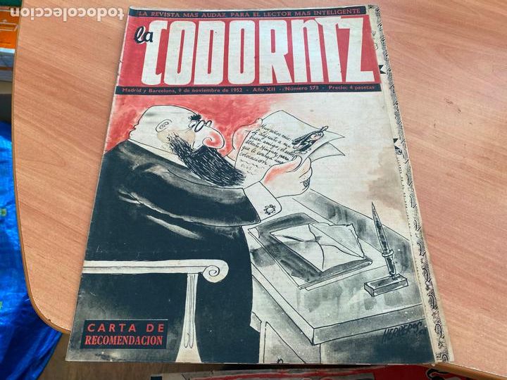 Coleccionismo de Revistas y Peri&oacute;dicos: LA CODORNIZ N&ordm; 573 PORTADA HERREROS. 9 NOVIEMBRE 1952 (CODG1)