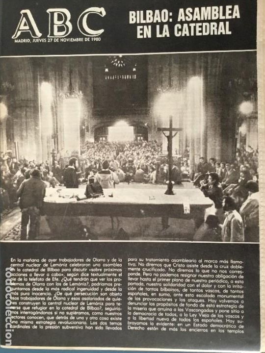 Coleccionismo de Revistas y Peri&oacute;dicos: PERIODICO ABC. 27.11.1980. BILBAO. ASAMBLEA EN LA CATEDRAL