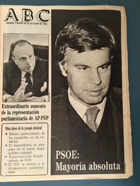 Coleccionismo de Revistas y Peri&oacute;dicos: PERIODICO ABC. 29.10.1982. PSOE MAYORIA ABSOLUTA