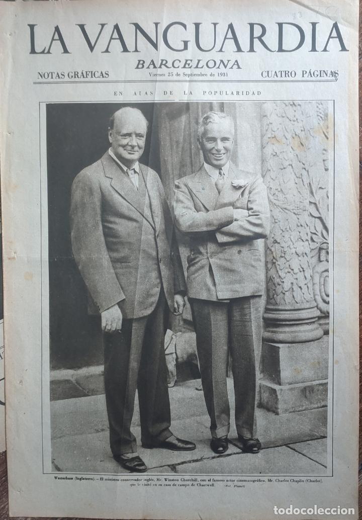 Coleccionismo de Revistas y Peri&oacute;dicos: Inglaterra. Winston Churchil y Charles Chaplin.+ Motos. Peri&oacute;dico barcelon&eacute;s 1931. Vell i Bell.