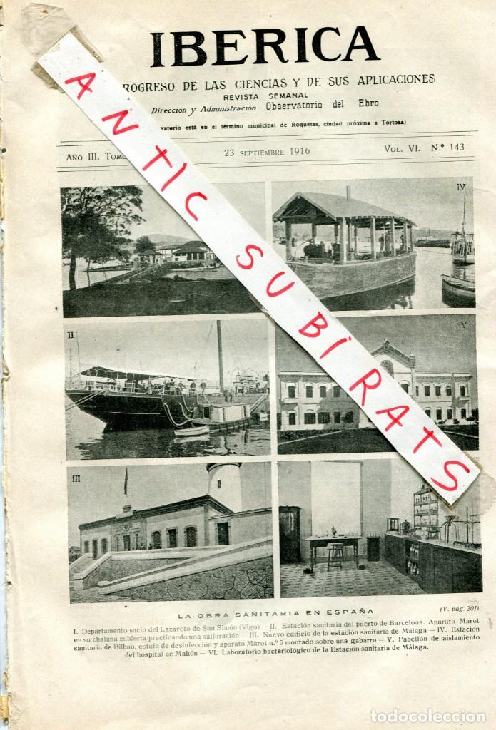 Collection Magazines and Newspapers: IBERICA 143 A&Ntilde;O 1916 LAZARETO DE SAN SIMON VIGO MALAGA MAO MAROT PLATANOS DE LA GRAJERA NAVARRETE