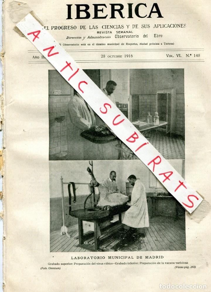 Coleccionismo de Revistas y Peri&oacute;dicos: IBERICA 148 A&Ntilde;O 1916 LABORATORIO DE MADRID SALINAS TRINITAT DE SANT CARLES DE LA RAPITA DELTA EBRO