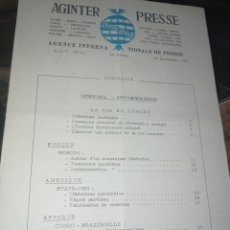 Coleccionismo de Revistas y Periódicos: BOLETIN AGINTER PRESSE Nº 51 ( NOVIEMBRE 1969) DIRIGIDA POR YVES GUÉRIN-SÉRAC REF. UR GAR. Lote 312384503
