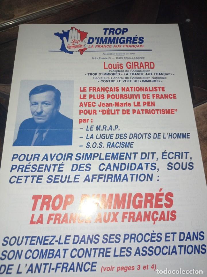 Collezionismo di Riviste e Giornali: DIPTICO TROP D'INMIGR&Eacute;S LA FRANCE AUX FRANCAIS LOUIS GIRARD REF. UR GAR