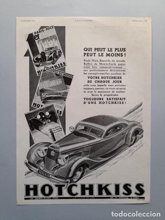 Collectionnisme de Revues et Journaux: PUBLICIDAD ANTIGUA MARCA COCHES HOTCHKISS. L'Illustration, 23 de febrero de 1935