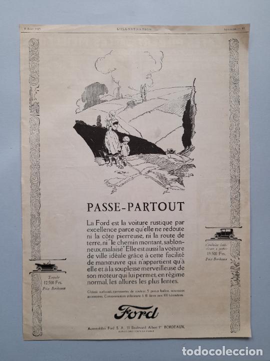 Sammeln von Zeitschriften und Zeitungen: PUBLICIDAD ANTIGUA FORD. L'Illustration, 8 de agosto de 1925