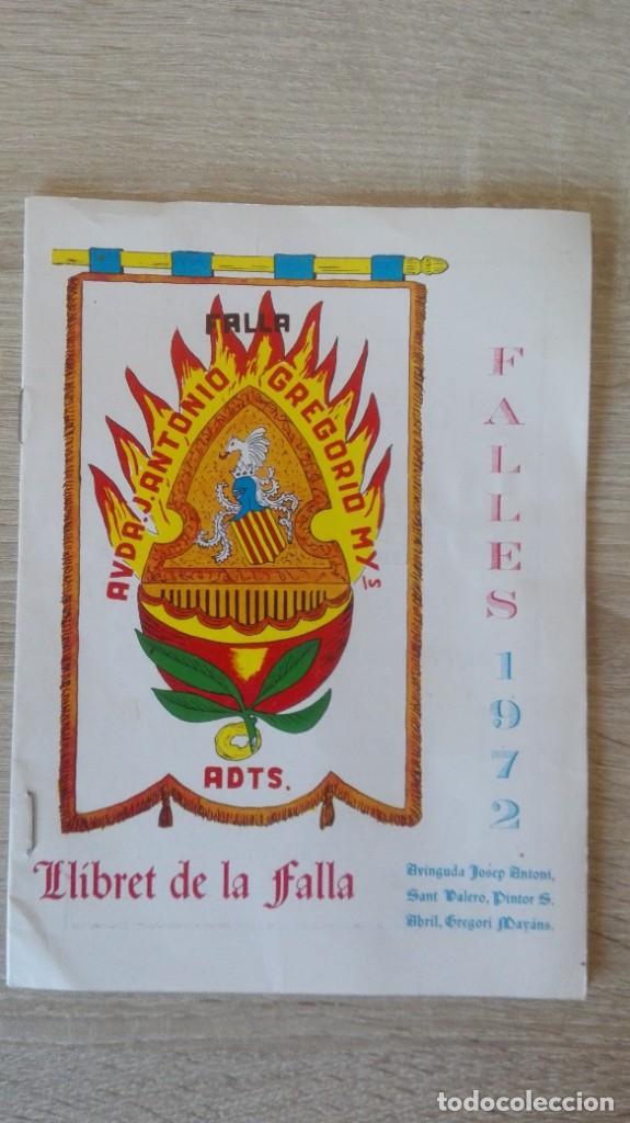 Coleccionismo de Revistas y Peri&oacute;dicos: LLIBRET FALLA AVD.JOS&Eacute; ANTONIO-GREGORIO MAYANS-SAN VALERO-PINTOR SALVADOR ABRIL-A&Ntilde;O 1972.