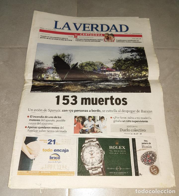 Coleccionismo de revistas y peri&oacute;dicos: Peri&oacute;dico La Verdad. Accidente avi&oacute;n Spanair, 21 agosto 2008