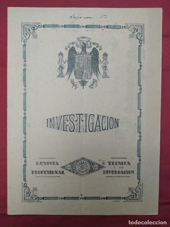 Coleccionismo de Revistas y Peri&oacute;dicos: INVESTIGACI&Oacute;N REVISTA PROFESIONAL, T&Eacute;CNICA Y DE DIVULGACI&Oacute;N N&ordm; 105 DE 1939