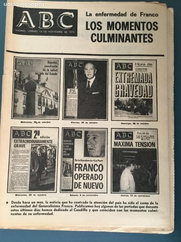 Coleccionismo de Revistas y Peri&oacute;dicos: PERIODICO ABC 14.11.1975. LOS MOMENTOS CULMINANTES