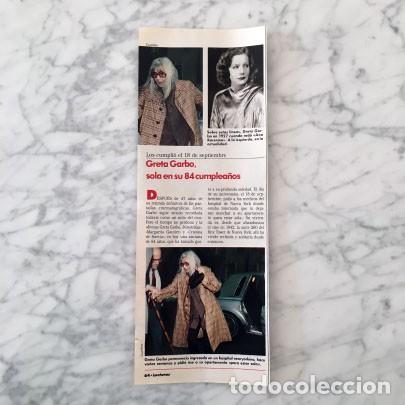 Coleccionismo de Revistas y Peri&oacute;dicos: RECORTE - GRETA GARBO - 1989