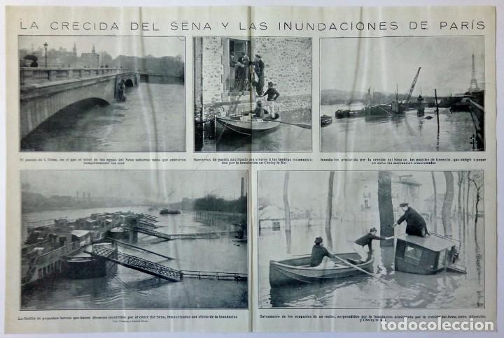 Sammeln von Zeitschriften und Zeitungen: 1924 HOJAS REVISTA FRANCIA CRECIDA DEL SENA INUNDACI&Oacute;NES DE PAR&Iacute;S PUENTE DE L'ALMA RESCATES EN BARCA