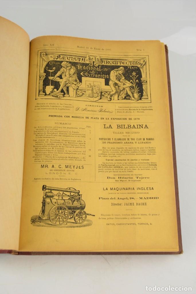 Colecionismo de Revistas e Jornais: Revista de la arquitectura nacional y extranjera, 1885, Mariano Belm&aacute;s Estrada, Madrid. 32x22,5cm