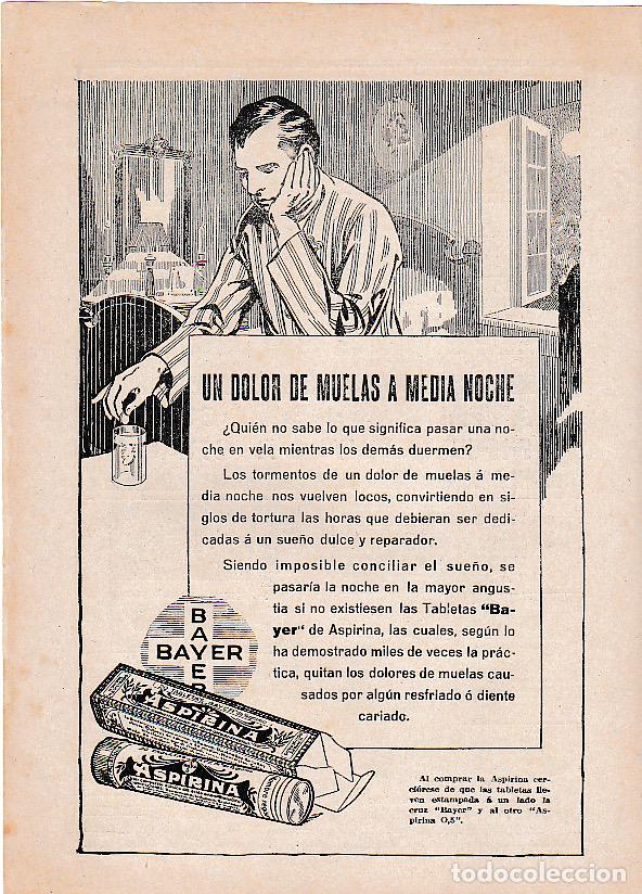 Coleccionismo de revistas y peri&oacute;dicos: Publicidad farmacia: Aspirina de Bayer para el dolor de muelas - 1917