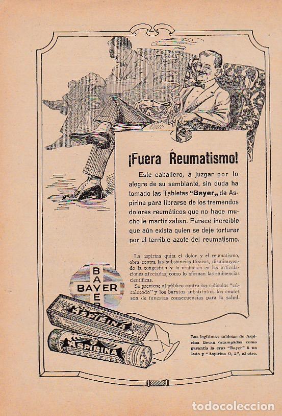 Coleccionismo de revistas y peri&oacute;dicos: Publicidad farmacia: Aspirina de Bayer contra el reumatismo - 1917