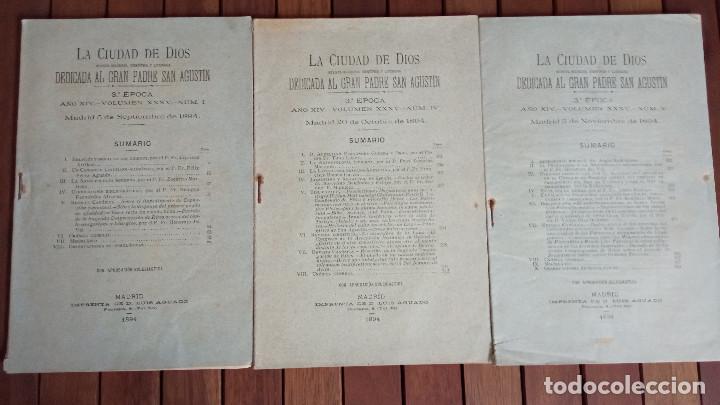 Coleccionismo de Revistas y Peri&oacute;dicos: Tres revistas La Ciudad de Dios 1894 - Padre San Agustin - revista cient&iacute;fica, religiosa y literaria