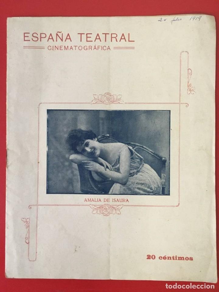 Collectionnisme de Revues et Journaux: ESPA&Ntilde;A TEATRAL CINEMATOGRAFICA, AMALIA DE ISAURA, BARCELONA 26 JULIO 1919, N&ordm; 58
