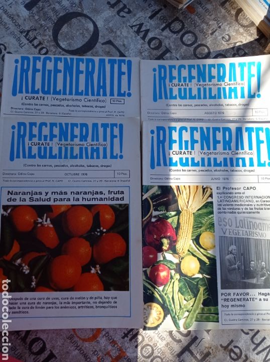 Coleccionismo de revistas y peri&oacute;dicos: 4 revistas , Regenerate,curate ,vegetariano cient&iacute;fico 1976