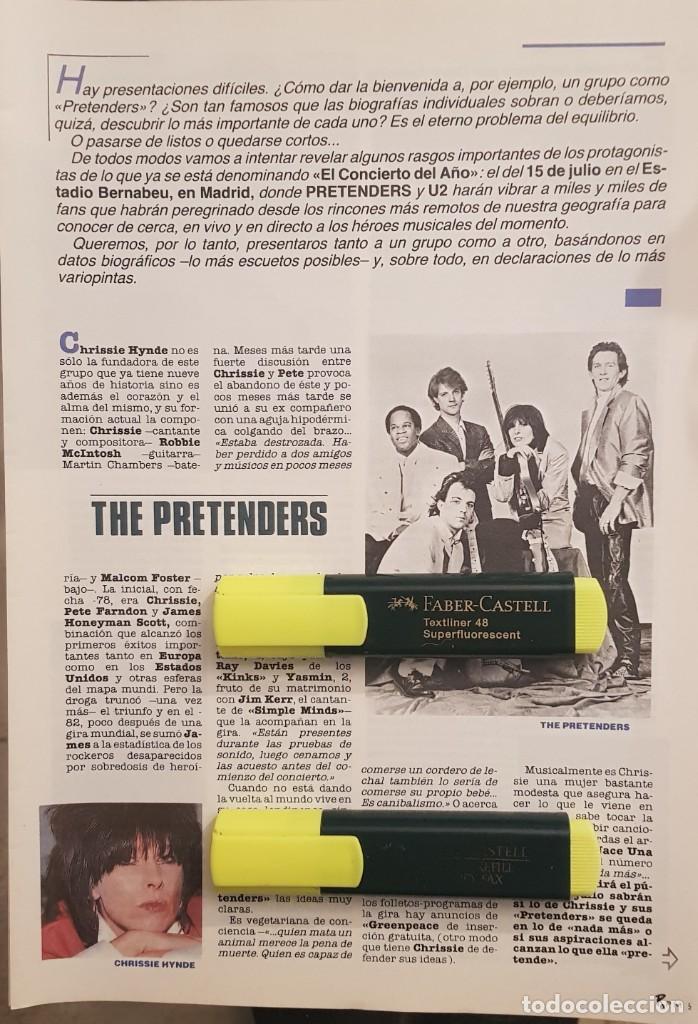 Coleccionismo de revistas y peri&oacute;dicos: Reportaje The Pretenders / U2. Julio 1987