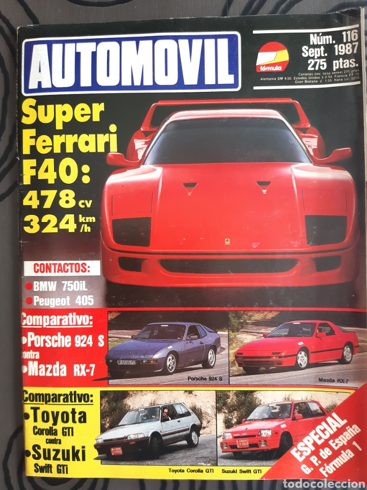 Coleccionismo de revistas y peri&oacute;dicos: Autom&oacute;vil n&deg; 116. Ferrari F40. Porsche 924. Mazda RX-7