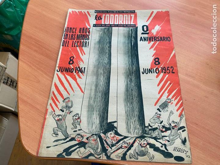 Coleccionismo de Revistas y Peri&oacute;dicos: LA CODORNIZ N&ordm; 552 PORTADA HERREROS. 15 JUNIO 1952 (CODG2)