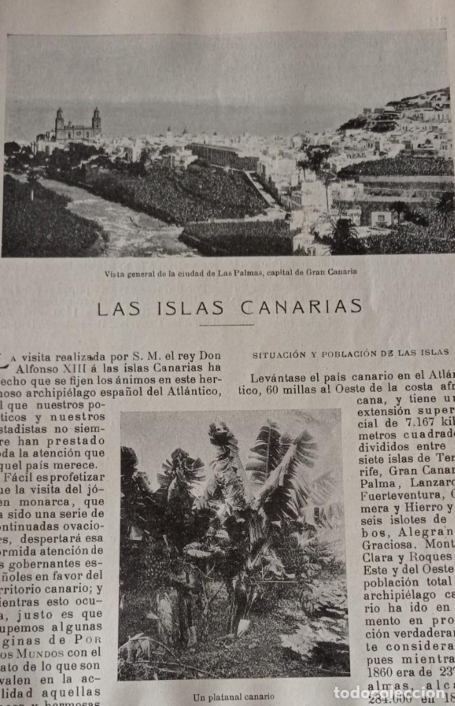 Coleccionismo de Revistas y Peri&oacute;dicos: VISITA REALIZADA POR DON ALFONSO XIII A LAS ISLAS CANARIAS - 6 HOJAS SUELTAS PUBLICACION 1906 .