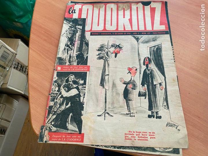 Coleccionismo de Revistas y Peri&oacute;dicos: LA CODORNIZ N&ordm; 427 PORTADA HERREROS. 15 ENERO 1952 (CODG2)