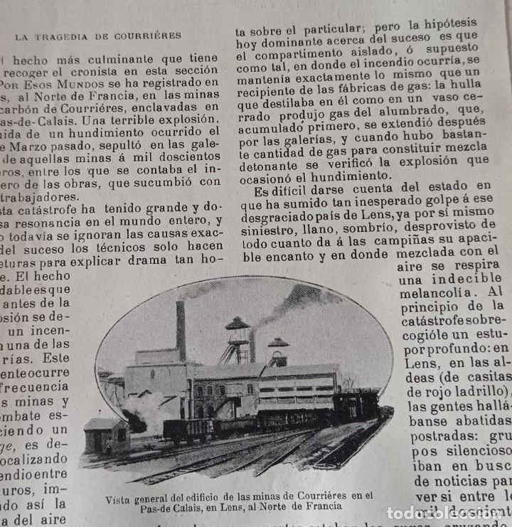 Coleccionismo de revistas y peri&oacute;dicos: TRAGEDIA EN LAS MINAS DE COURRIERES( NORTE DE FRANCIA) DE UNA PUBLICACI&Oacute;N 1900 .