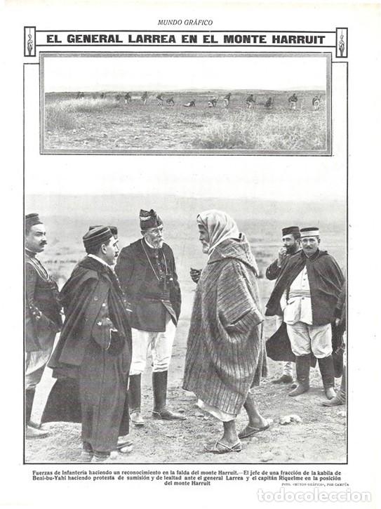 Coleccionismo de Revistas y Peri&oacute;dicos: 1912 HOJA REVISTA MARRUECOS GUERRA DEL RIF MONTE HARRUIT GENERAL LARREA CAPIT&Aacute;N RIQUELME JEFE KABILA