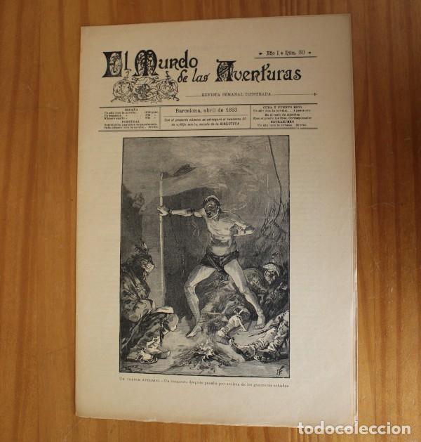 Coleccionismo de revistas y peri&oacute;dicos: EL MUNDO DE LAS AVENTURAS 30, ABRIL 1893 REVISTA SEMANAL ILUSTRADA BARCELONA. LA FUGA DE CASANOVA...
