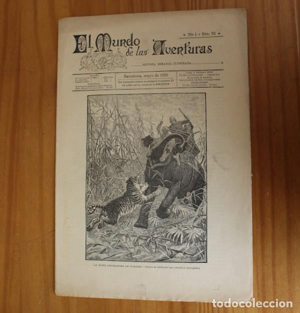 Coleccionismo de revistas y peri&oacute;dicos: EL MUNDO DE LAS AVENTURAS 32, MAYO 1893 REVISTA SEMANAL ILUSTRADA BARCELONA. LA TIGRE DEVORADORA DE