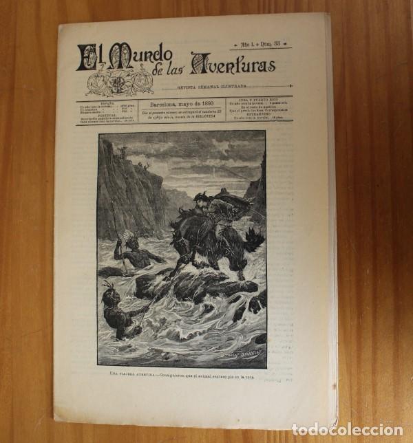 Coleccionismo de revistas y peri&oacute;dicos: EL MUNDO DE LAS AVENTURAS 33, MAYO 1893 REVISTA SEMANAL ILUSTRADA BARCELONA. UNA VIAJERA ATREVIDA...
