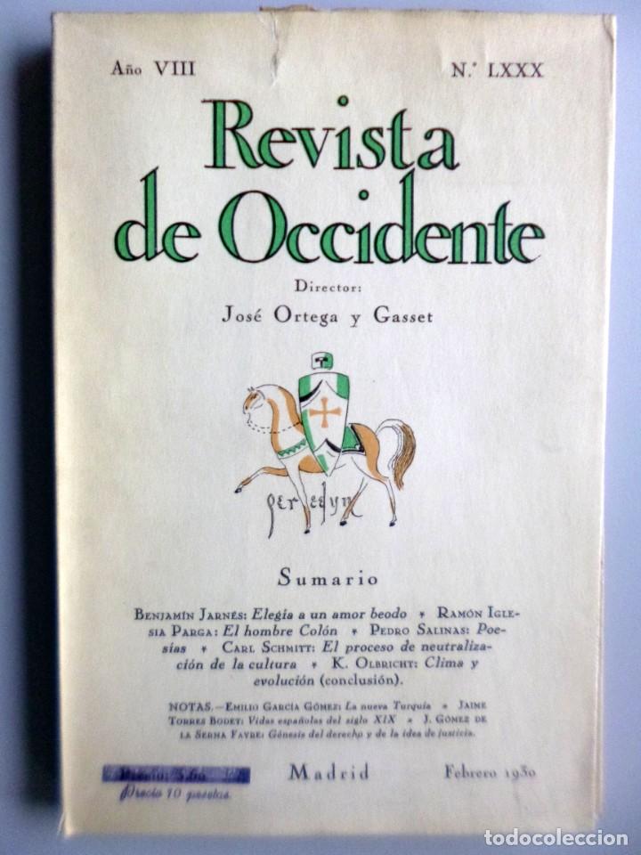 Coleccionismo de Revistas y Peri&oacute;dicos: REVISTA DE OCCIDENTE N&ordm; 80 (LXXX) // 1930 // PEDRO SALINAS: POES&Iacute;AS // PRIMERA EDICI&Oacute;N