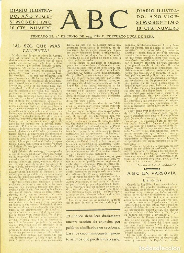 Coleccionismo de Revistas y Peri&oacute;dicos: ALVARO ALCALA GALIANO - EL ENCHUFISMO EN LA REPUBLICA - ARTICULO DE ABC DICIEMBRE 1931