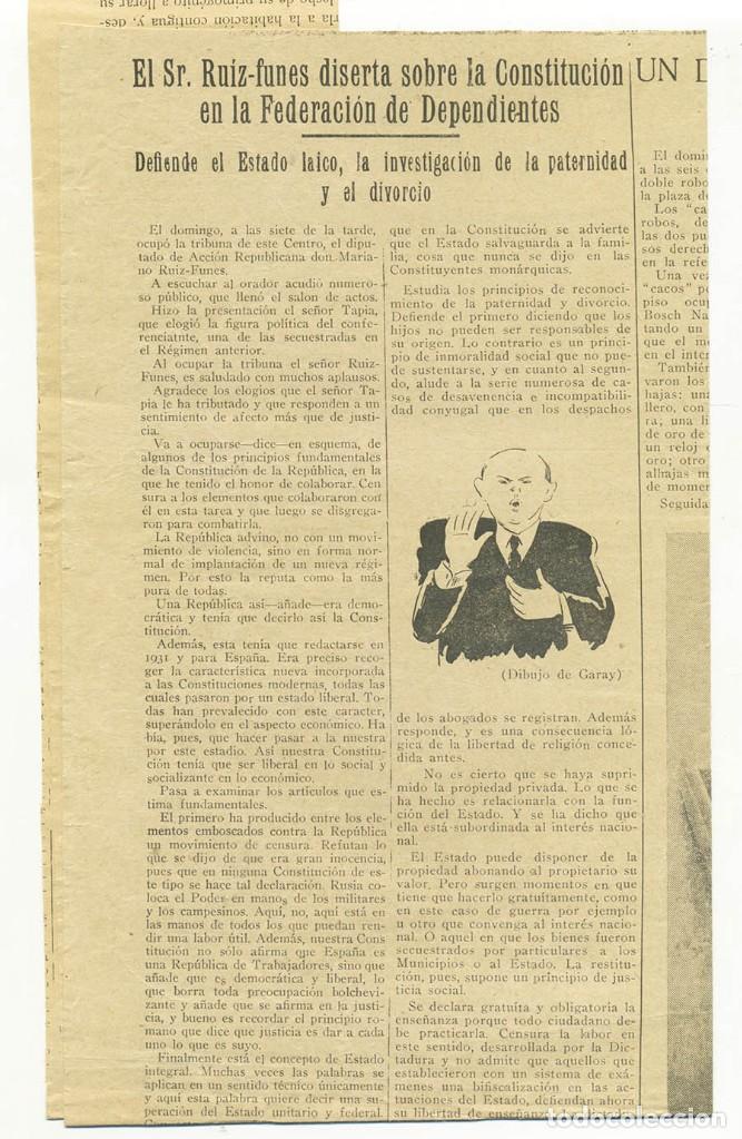 Colecionismo de Revistas e Jornais: DISERTACION SOBRE LA CONSTITUCION SR. RUIZ-FUNES DIPUTADO DE ACCION REPUBLICANA II REPUBLICA