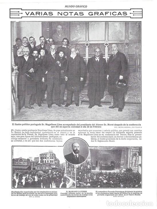 Colecionismo de Revistas e Jornais: 1912 HOJA REVISTA MADRID PRESIDENTE ATENEO SEGISMUNDO MORET CONFERENCIA SR. MAGALHAES LIMA