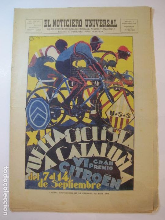 Coleccionismo de revistas y peri&oacute;dicos: EL NOTICIERO UNIVERSAL - VUELTA CICILISTA A CATALUNYA - A&Ntilde;O 1930 -VER FOTOS-(V-23.265)