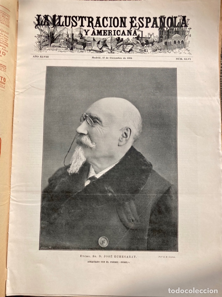 Coleccionismo de Revistas y Peri&oacute;dicos: Ilustr. 1904. Jos&eacute; Echegaray. Cometas. Marques de Figueroa. Artista Fernando Villodas