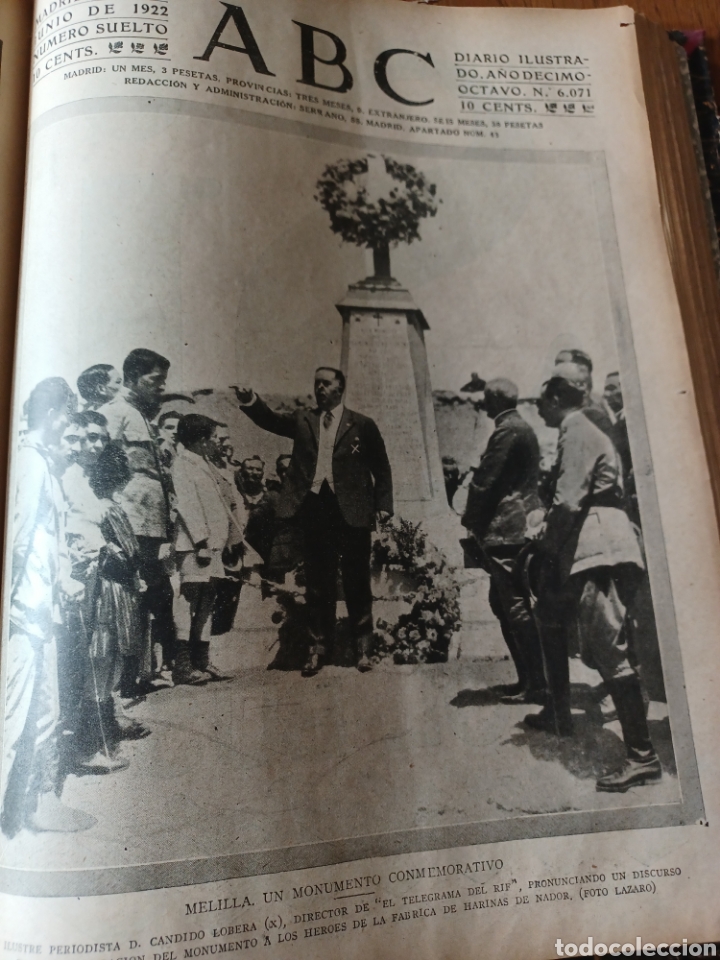 Coleccionismo de Revistas y Peri&oacute;dicos: PERIODICO ABC A&Ntilde;O 1922 ABD-EL-KRIM, OPERACIONES EN MARRUECOS. MELILLA , CANDIDO LOBERA .