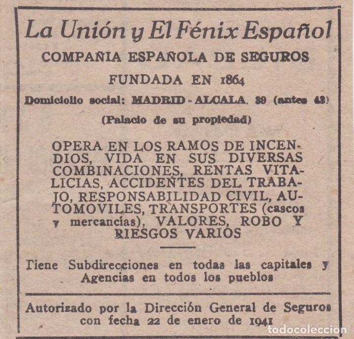 Collezionismo di Riviste e Giornali: PUBLICIDAD 1951. ANUNCIO LA UNION Y EL FENIX ESPA&Ntilde;OL. COMPA&Ntilde;IA ESPA&Ntilde;OLA DE SEGUROS
