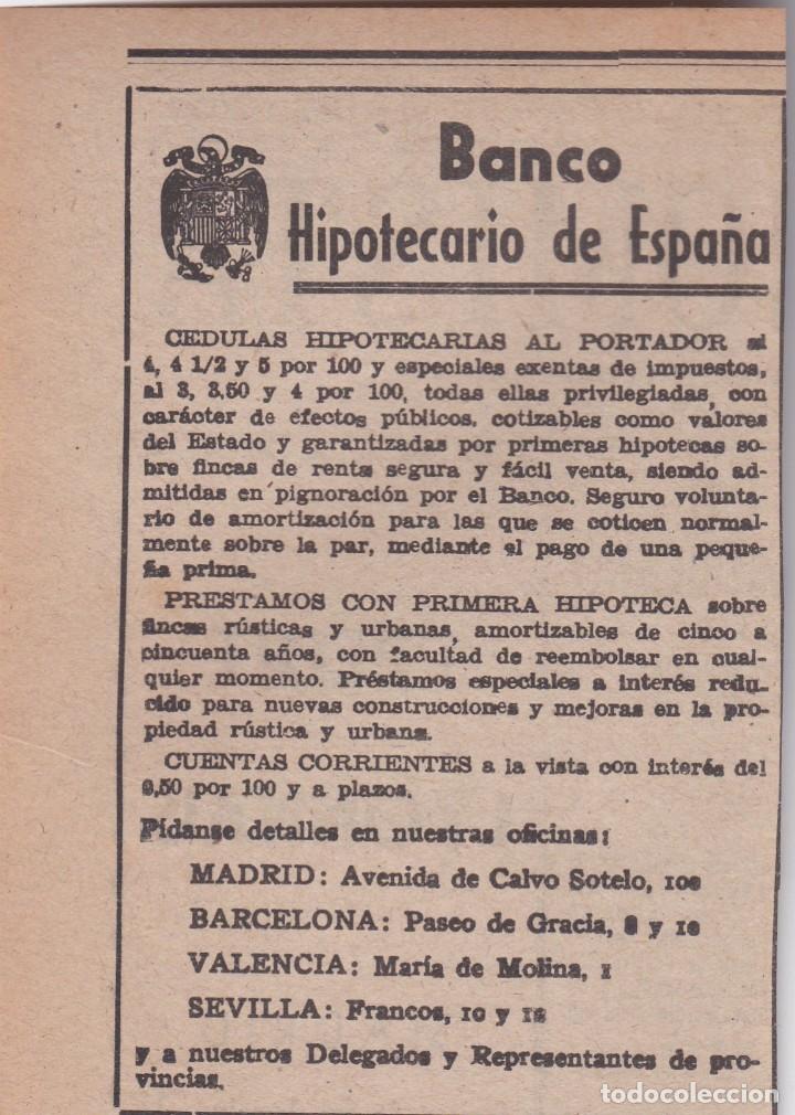 Collezionismo di Riviste e Giornali: PUBLICIDAD 1951. ANUNCIO BANCO HIPOTECARIO DE ESPA&Ntilde;A (MADRID. BARCELONA. VALENCIA Y SEVILLA)